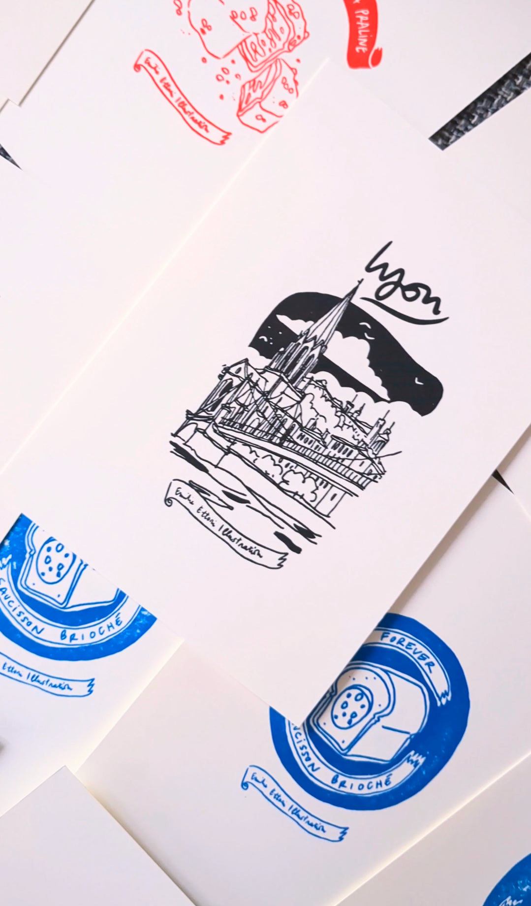 Petite Linogravure “ Lyon ”, encre noire