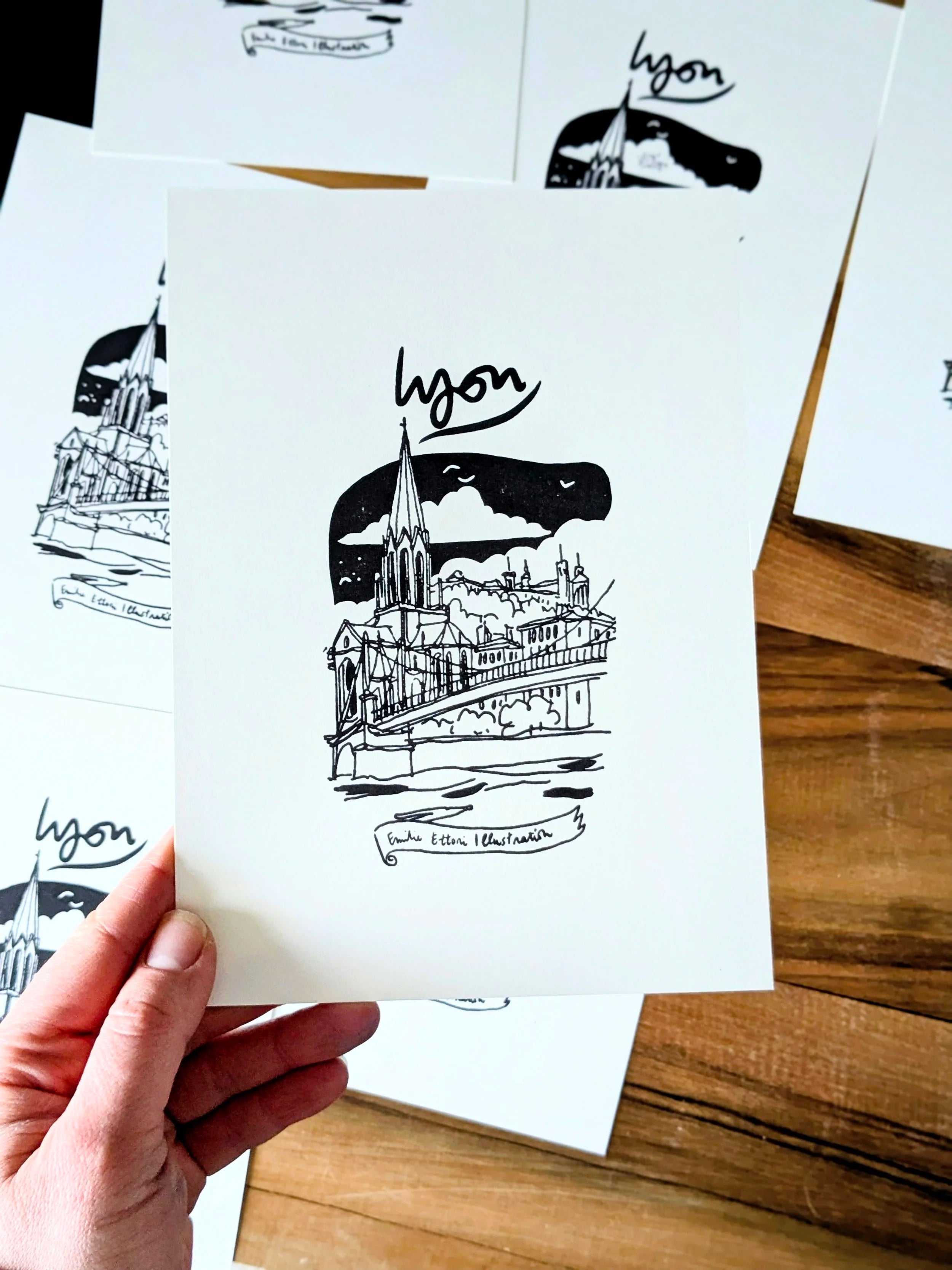 Petite Linogravure “ Lyon ”, encre noire
